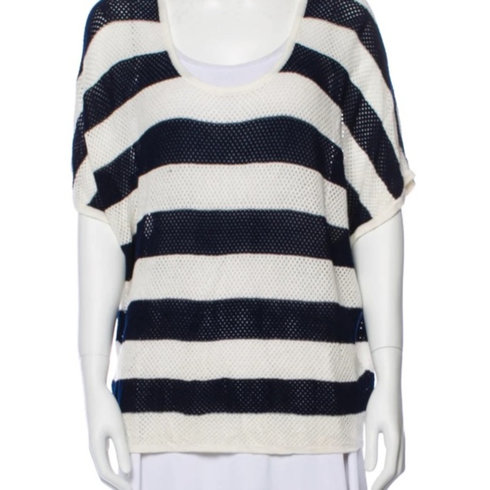 Rag & Bone Open Knit Stripe Scoop Neck Top
